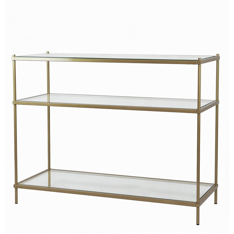 Fox Hill Trading Millenial 3-Tier Glass and Metal Console Table in Gold
