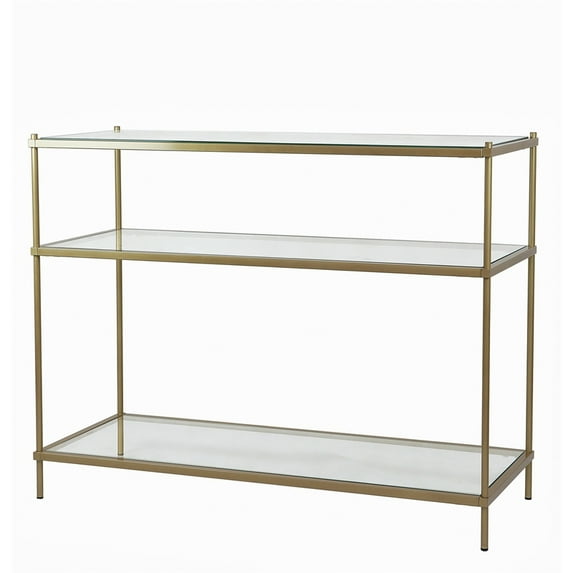 Fox Hill Trading Millenial 3-Tier Glass and Metal Console Table in Gold