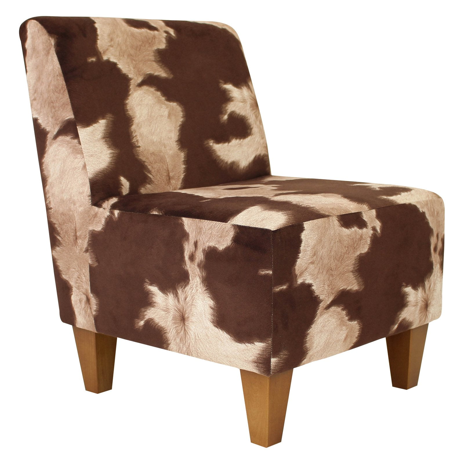 Fox Hill Trading Penelope Armless Slipper Chair, Brown Cowhide