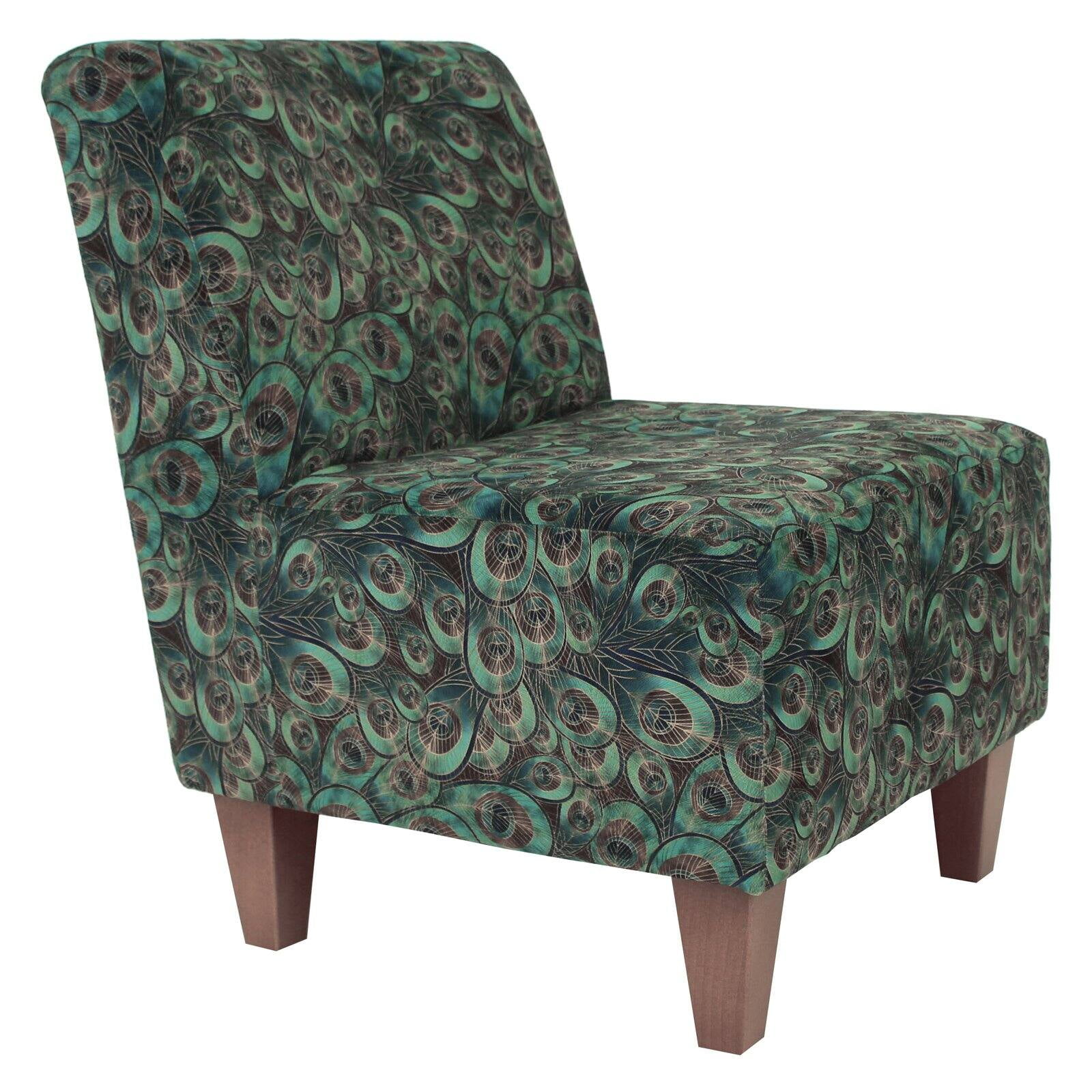Fox Hill Trading Penelope Armless Slipper Chair, Peacock