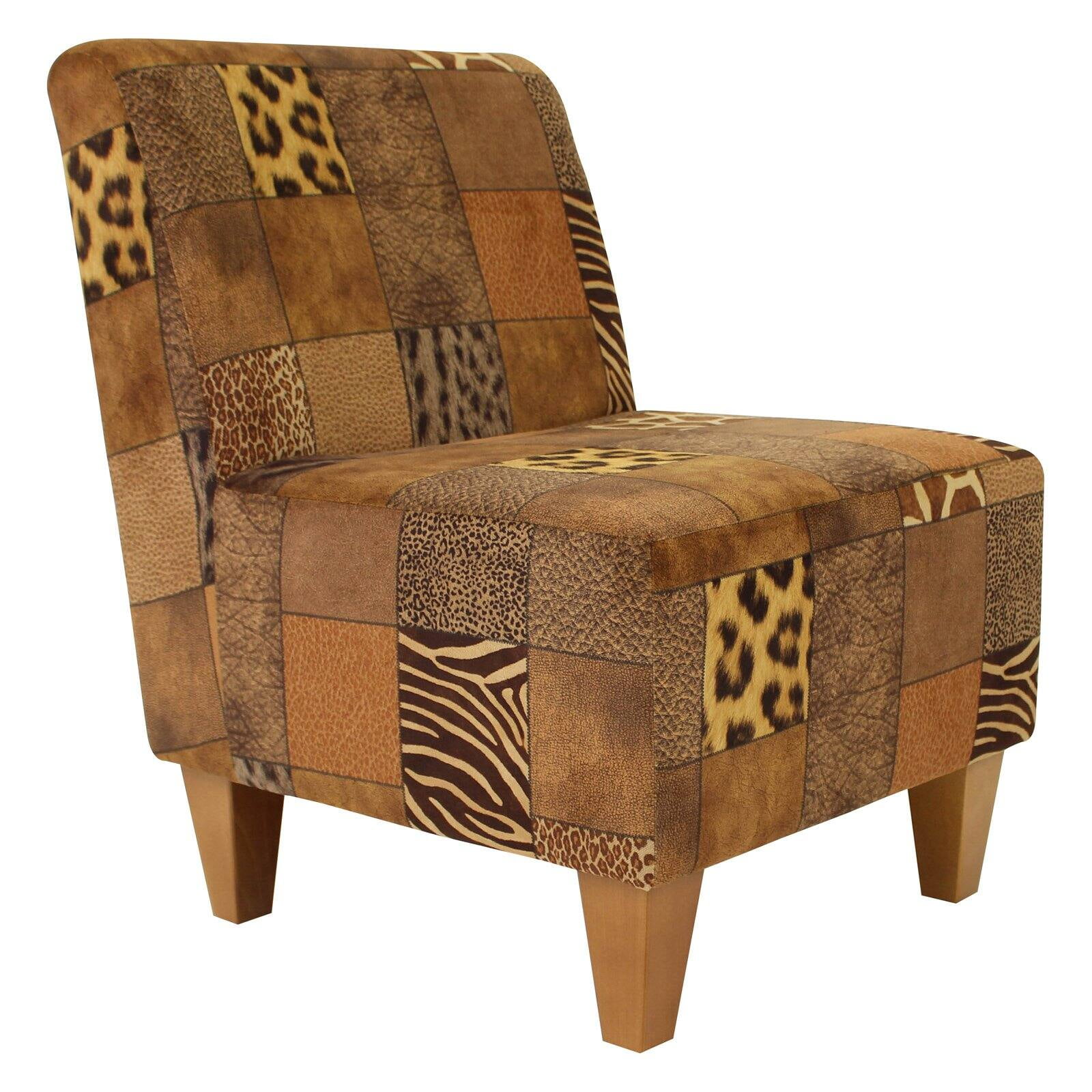 Fox Hill Trading Penelope Armless Slipper Chair, Safari Patchwork