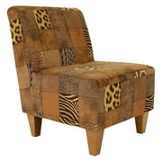 Fox Hill Trading Penelope Armless Slipper Chair, Safari Patchwork