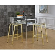Fox Hill Trading Pure Decor 29" Acrylic Metal Bar Stools in Gold (Set of 2)