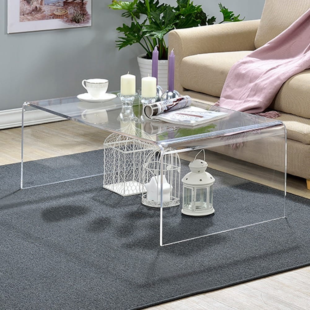 Modern Clear Acrylic Rectangular Outdoor Coffee Table