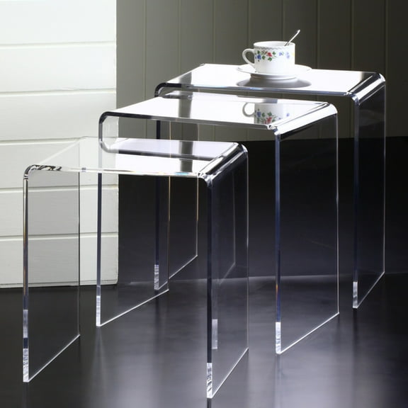 Fox Hill Trading Pure Decor Lucite and Acrylic Nesting Tables - Clear (Set of 3)