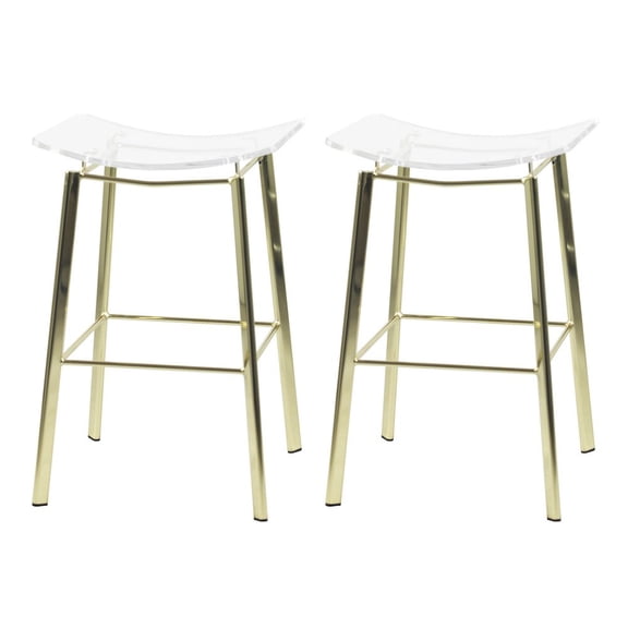 Fox Hill Trading Pure Decor Metal Barstools Saddle Seat Clear (Set of 2)