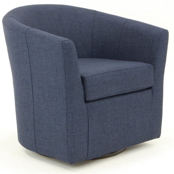 Fox Hill Trading Traditional Fabric Solid Print Swivel Armchair, Navy Blue