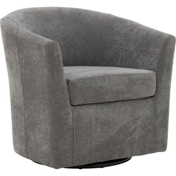 Fox Hill Trading Windsor 19"H Traditional Fabric Swivel Club Chair in Gray