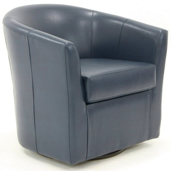 Fox Hill Trading Windsor Faux Leather Swivel Chair, Blue