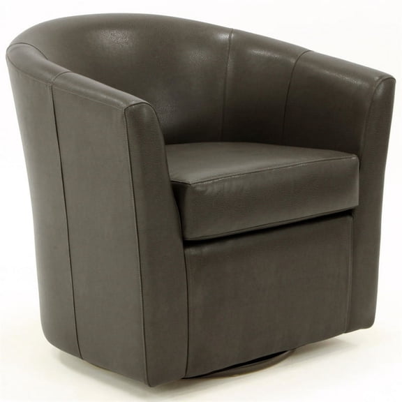 Fox Hill Trading Windsor Faux Leather Swivel Chair, Charcoal