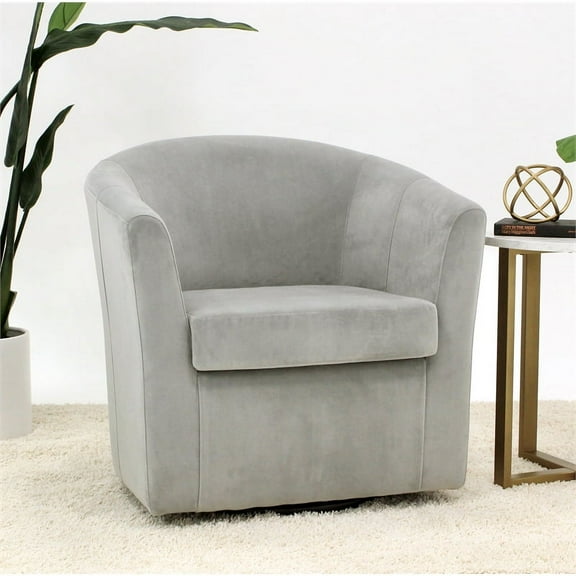 Fox Hill Trading Windsor Velvet Swivel Chair, Dove Gray