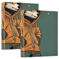 thumbnail image 1 of Fox Hoodie Green 3 Ring Binders 1.5 inch Hardcover File Folders with Interior Pockets A4 Size Organizer for School Office Hospital, 1 of 8