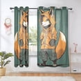 thumbnail image 1 of Fox Hoodie Green Blackout Curtains Thermal Insulation 63 inch Grommet for Bedroom Living Room Bathroom Kitchen Windows 2 Pack, 1 of 6
