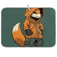 thumbnail image 1 of Fox Hoodie Green Dish Drying Mat Dish Drainer Rack Mats Water Absorbent Non-Slip Easy Clean Heat Resistant for Kitchen Counter, 1 of 8