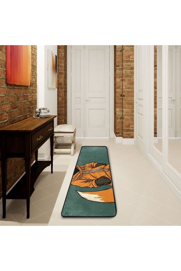Fox Hoodie Green Runner Rug Ares Rug Non-Slip Laundry Rug 7224 inch Soft Washable for Bedroom Bathroom Kitchen Living Room