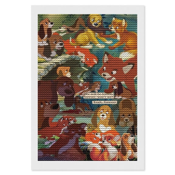 The Fox And The Hound Diamond Art Painting Kits, Cartoon Gem Dots Painting for Kids Adults, Arts Crafts DIY Paint Supplies for Gift Home Wall Decor 8"x12"