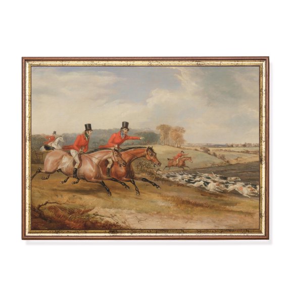 Fox Hunting Equestrian Horse Rider English Country Estate Poster , Poster Print Only