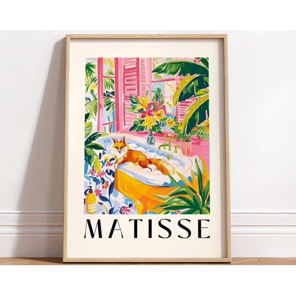 Fox In Bathtub Wall Art Print, Unframed Paper Poster 8x10in
