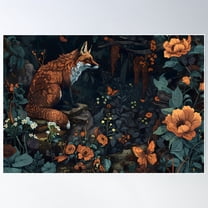 Fox In Forest Poster Wall Art, Modern Wall Decor For Living Room Bedroom, 16x24 UNFRAMED