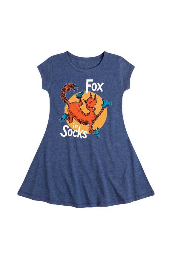 Fox In Socks Jumping - Girls Fit And Flare Cap Sleeve Dress