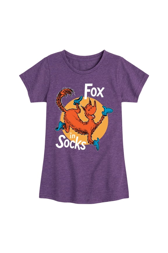 Fox In Socks Jumping - Girls Fitted Short Sleeve Tee