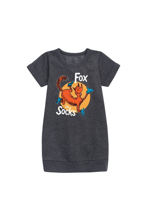 Fox In Socks Jumping - Girls Ss Fleece Dress