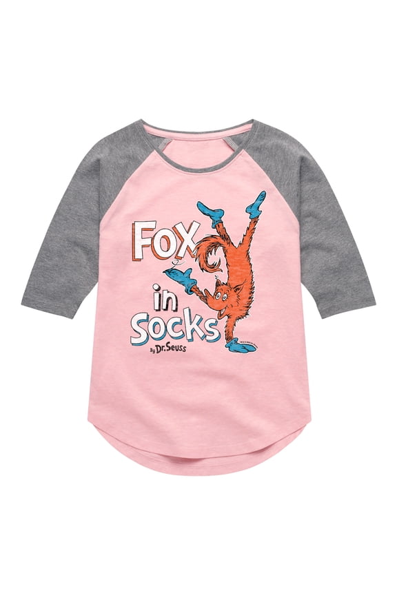 Fox In Sox Book Cover - Girls Shirt Tail Raglan