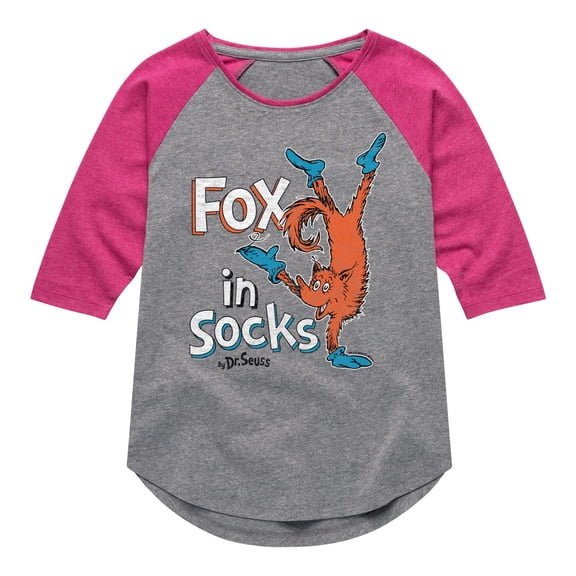 Fox In Sox Book Cover  - Girls Shirt Tail Raglan
