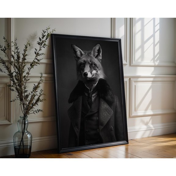 Fox In Suit Animal Portrait Wall Art Decor Unframed Paper Print