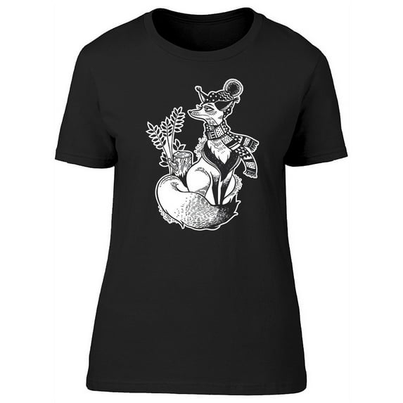 Fox In Winter Hat T-Shirt Women -Image by Shutterstock, Female Large