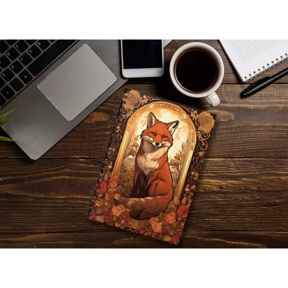 Fox Journal, Aesthetic Journal, Cottagecore Journal, Tarot Love, Tarot Card Journal, Spiral Notebook Cottagecore, Fox Lovers Gift For Her Poster Unframed