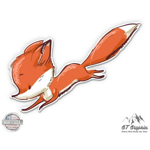 Fox Jumping - 8" Vinyl Sticker - For Car Laptop I-Pad - Waterproof Decal