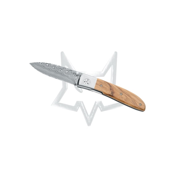 Fox Knives Livri Liner Lock Pocket Knife Stainless Damasteel & Olive Wood