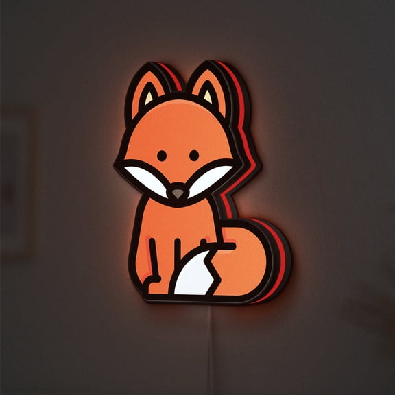 Fox LED Lightbox - Zoo Predator Wildlife Canine Decor, Custom Led Sign for Home Office Shop Decor (Width 24 inch, 60cm)
