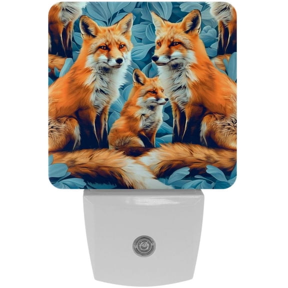 Fox LED Square Night Lights - Energy Efficient & Elegant Decorative Lighting for Your Home - Set of 2 Understated Square LED Nightlights