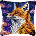 thumbnail image 1 of Fox Latch Hook Pillow Kits DIY Pillowcase Cushion Cover Crochet Hooking Pillow Making Kits with Color Pattern Canvas Crochet Hooking Kits Pillow 43x43cm(RC-158), 1 of 6