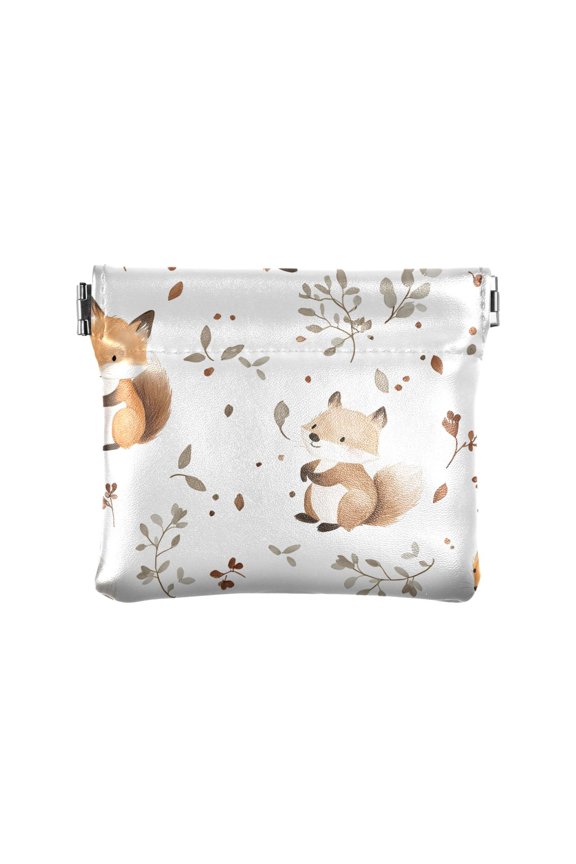 Fox Leaf Wallet Small PU Leather Change Pouch Wallet for Women