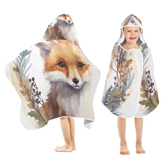 Fox Leaves Fruit Circle Kid Bath Towels Bath Beach Towel Super Soft and Absorbent for Kid Girl Boy Babie Toddler Infant