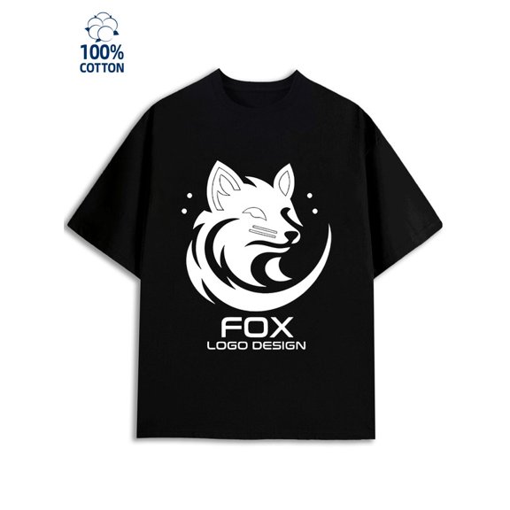 Fox Logo Tee men's 180G 100% Cotton black Unique Design Unisex Shirt Graphic tshirts Classic Unisex Shirt Cotton tshirts Basic Unisex Shirt Cotton tshirts Funny Unisex Shirt Short Sleeve tshirts