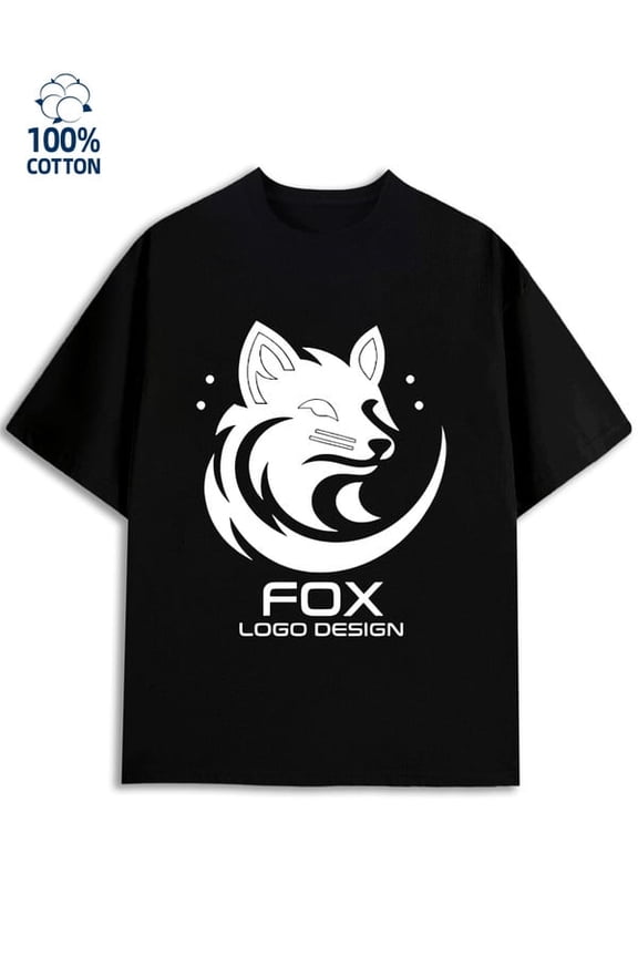 Fox Logo Tee men's 180G 100% Cotton black Unique Design Unisex Shirt Graphic tshirts Classic Unisex Shirt Cotton tshirts Basic Unisex Shirt Cotton tshirts Funny Unisex Shirt Short Sleeve tshirts