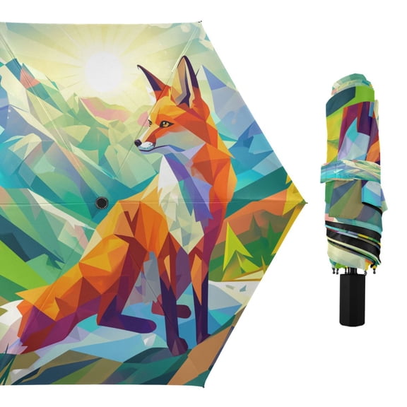 Fox Look Mountain Compact Sun Umbrella Windproof Travel Umbrellas for Rain Strong Portable UV Protection