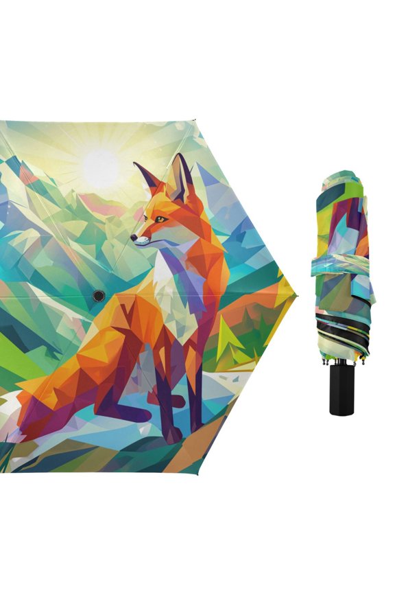 Fox Look Mountain Compact Sun Umbrella Windproof Travel Umbrellas for Rain Strong Portable UV Protection