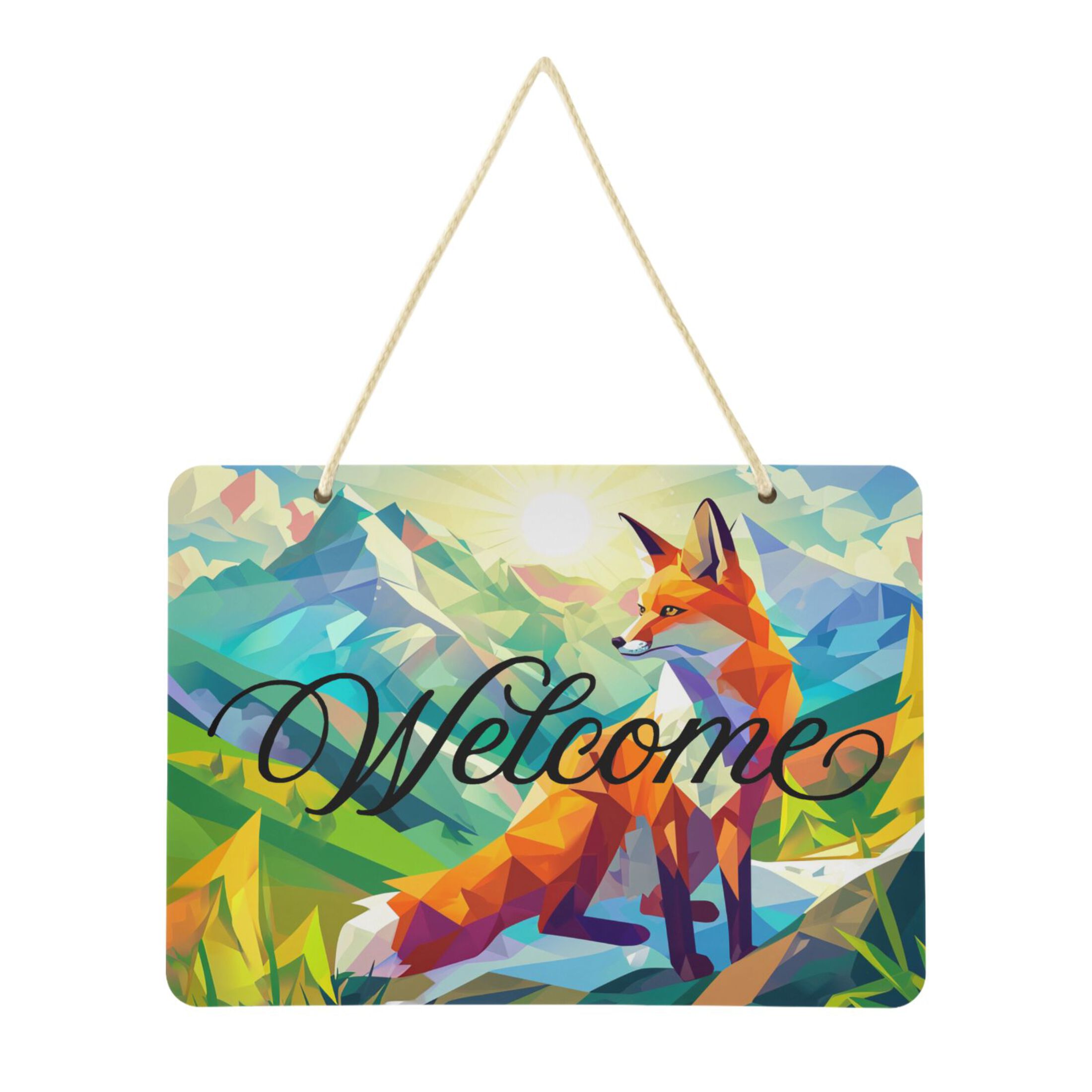 Fox Look Mountain Welcome Sign Front Door PVC 14x10 inch Hanger Hello ...