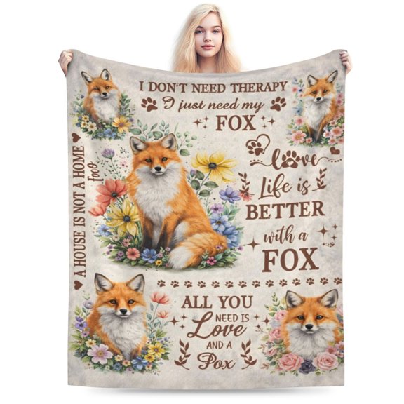 Fox Lover Blanket Gift Cute Fox Pattern Throw Blanket Cozy Soft Home Decor Gift for Fox Lovers Woodland Animal Fans 50x40