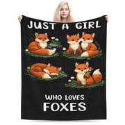 Fox Lover Blanket Gift Throw Blanket Cute Fox Pattern Blanket Cozy Soft Home Decor Gift for Women Girls Animal Lovers 50x40