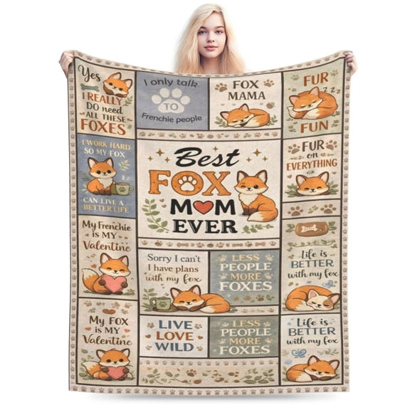 Fox Lover Blanket Gift for Fox Moms Cozy Soft Throw Blanket Cute Fox Cartoon Pattern Woodland Animal Home Decor 50x40