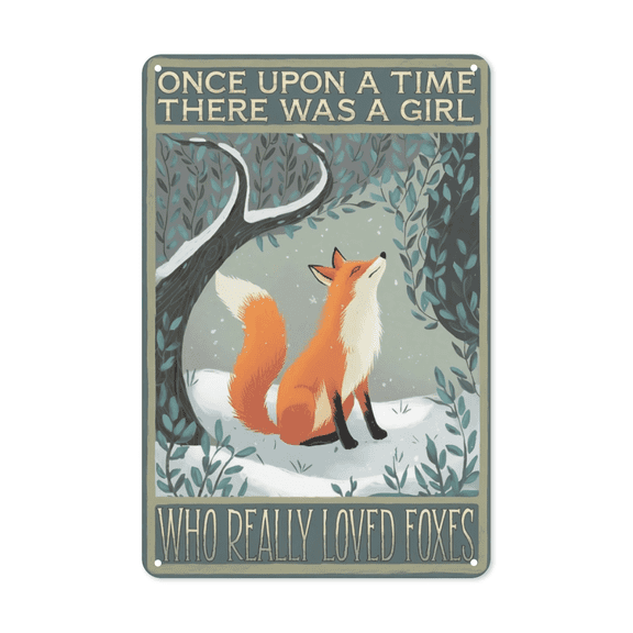 Fox Lover Girl metal sign Vintage Forest Decor Wildlife Nursery Art Perfect Hanging Cottage Playroom With Rustic Finish Weatherproof Coating Nature Gift Animal Enthusiast 8x12 inch metal sign