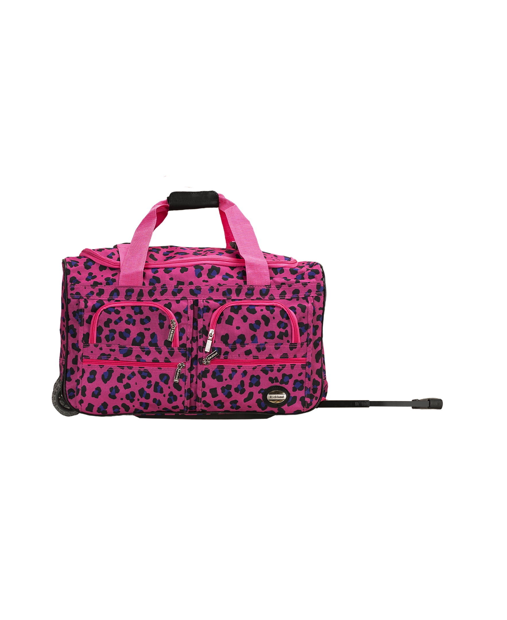 Rockland Luggage 22" Rolling Duffle Bag, Magenta Leopard