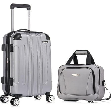Rockland London Hardside Spinner Wheel Luggage, Carry-On 20-Inch and Tote 14-Inch, Silver