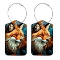 thumbnail image 1 of Fox Luggage Tag, Travel Tags, Handbag Tag - Square PU Leather 2 Pack with Privacy Cover and Stainless Steel Ring - Suitable for Travel, Backpack, Handbag [Amazon Approved], 1 of 7